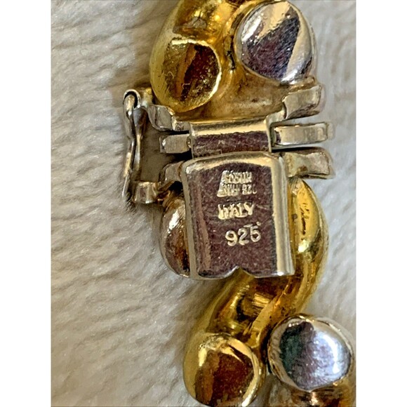 Vintage Italy 925 Sterling Silver Chunky Two-Tone Nugget Link 16” Necklace 49.6g - Picture 4 of 11